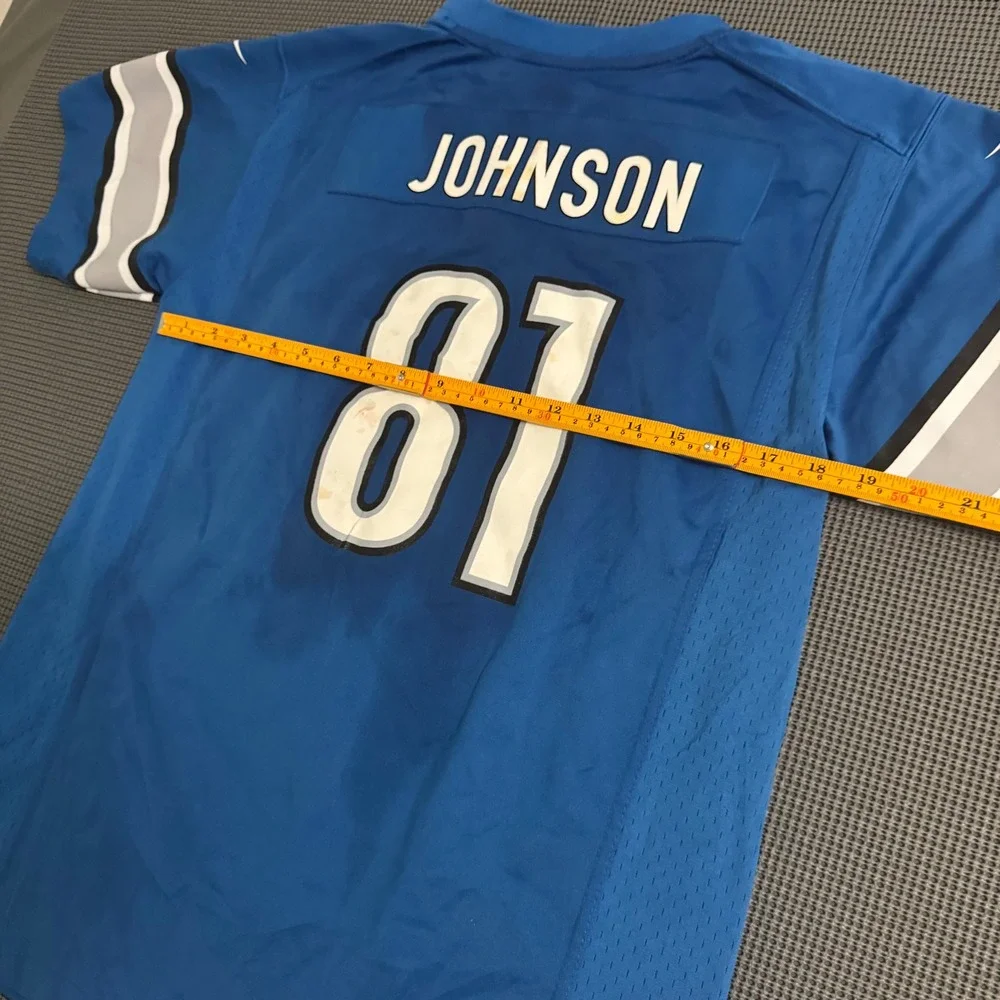 Nike Detroit Lions Calvin Johnson 81 Jersey Youth XL Blue NFL On Field Megatron